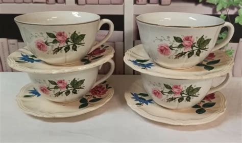 Grandes Tasses Anciennes D Cor De Roses Ref A Eur Picclick Fr