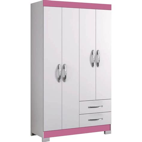 Guarda Roupa Rosa Grande - Guarda-Roupa Casal Grande 4 Portas NT 5005 Rosa Branco - Espaço e ...