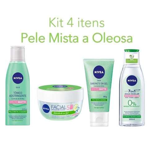 KIT SKINCARE 4 ITENS NIVEA PELE MISTA A OLEOSA Escorrega o Preço