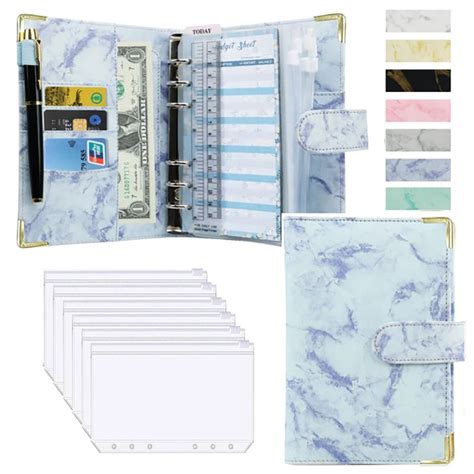 A6 Budget Binder Notebook Money Saving Organizer PU Leather Binder