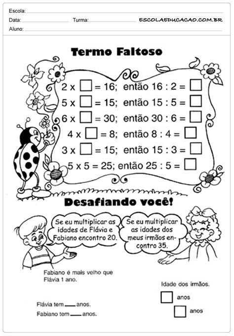 Atividade De Multiplicação 3o Ano Edukita