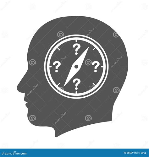 Compass In Human Head Icon With Question Marks Stock Vector Illustration Of Decide Mark 85599112