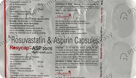 Rosycap Asp 2075mg Strip Of 10 Capsules Uses Side Effects Price