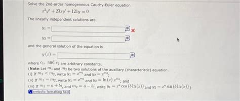 Solved Solve The 2 Nd Order Homogeneous Cauchy Euler Chegg