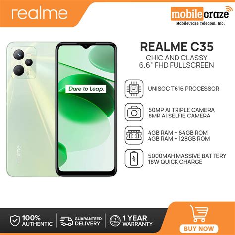 Realme C35 Cellphone 4gb Ram64gb128gb Rom 50mp Ai Triple Camera