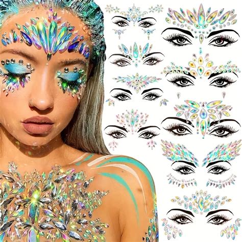 3d Crystal Tattoo Sticker Drill Stickers Eyes Sticker Party Face