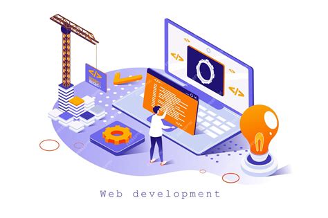 Premium Vector Web Development Concept In 3d Isometric Design