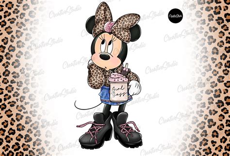 Leopard Minnie Mouse Png File Girl Boss Minnie Sublimation Etsy