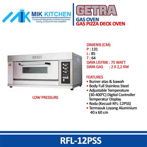 Jual GETRA RFL 12PSS Low Pressure Gas Oven Gas Pizza Deck Oven