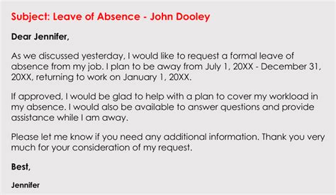 Leave Of Absence Template Pdf Template