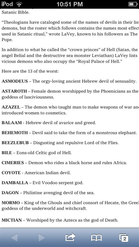 Powerful Demons Types Of Demons The Satanic Bible Demon Hierarchy