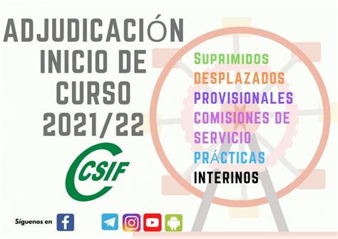 CSIF ADJUDICACIÓN DE COLECTIVOS DOCENTES INICIO DE CURSO 2021 22