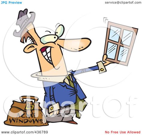 Royalty Free Rf Clipart Illustration Of A Window Salesman Holding Up