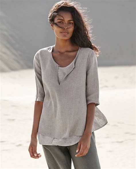 Image Of Linen And Jersey Top Футболки Стиль Блузки