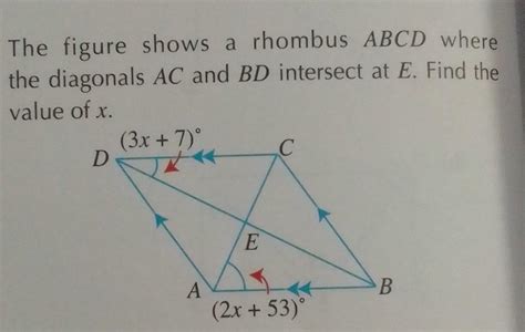 The Figure Shows A Rhombus Abcd Where The Diagonals Ac And Bd Intersect