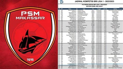 Update Jadwal Liga Jadwal Psm Makassar Berubah Di Laga