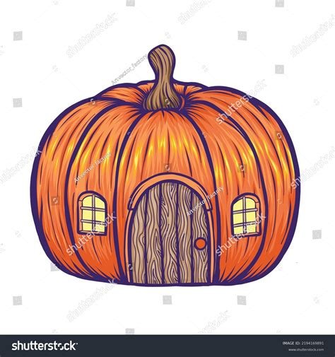 Hand Drawn Vector Illustration Pumpkin House Stock Vector Royalty Free