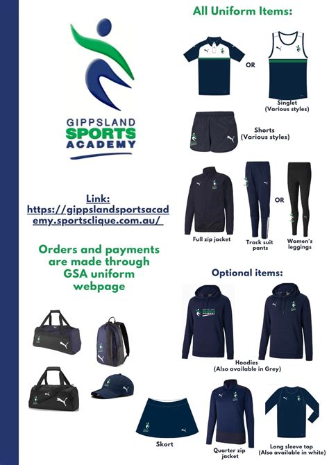 GSA Uniform Gippsland Sports Academy