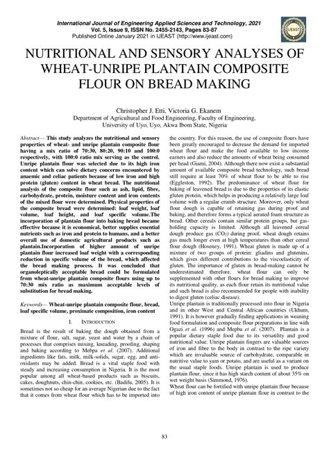 PDF NUTRITIONAL AND SENSORY ANALYSES OF WHEAT UNRIPE PLANTAIN