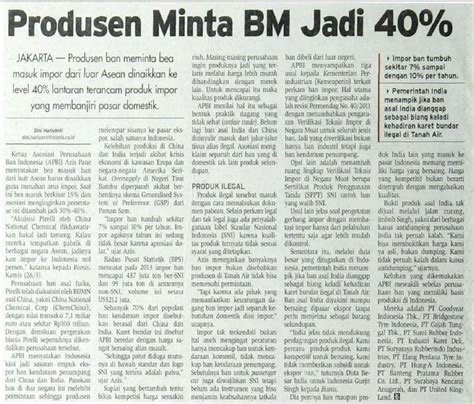 Produsen Minta BM Jadi 40 BSN Badan Standardisasi Nasional