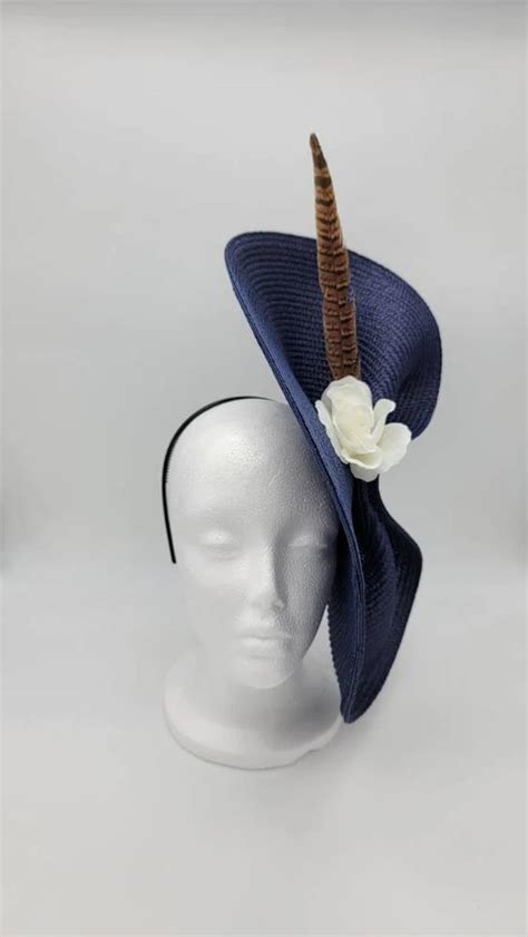 Navy Kentucky Derby Hat Fascinator Church Formal Mothers Day Easter