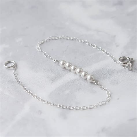 Dainty Pearl And Sterling Silver Bracelet White Swarovski Etsy