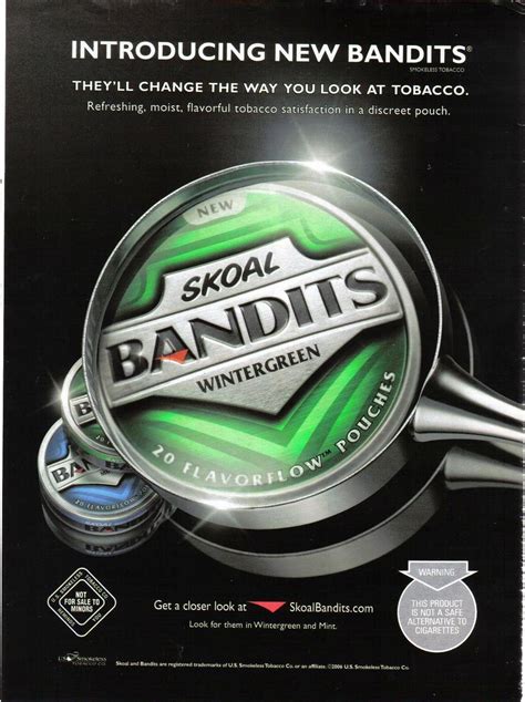 Skoal Bandits Wintergreen Pouches Full Page Print Ad - Collectible ...