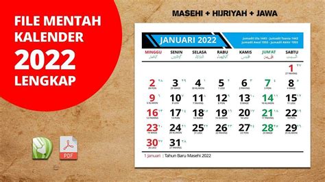 Download File Kalender 2022 Vektor Cdr Pdf Lengkap Masehi Hijriyah Islami Dan Jawa Jasa