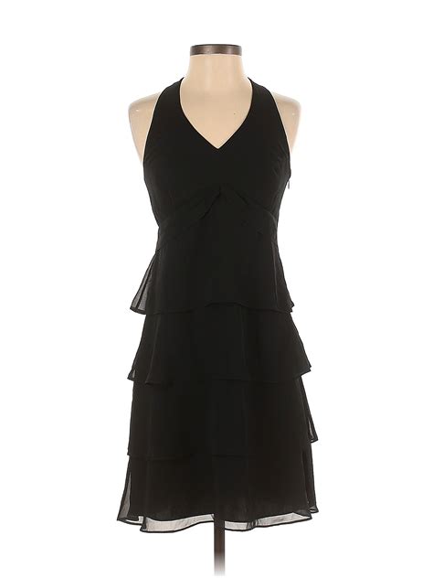 Ann Taylor Factory 100 Polyester Solid Black Cocktail Dress Size 4