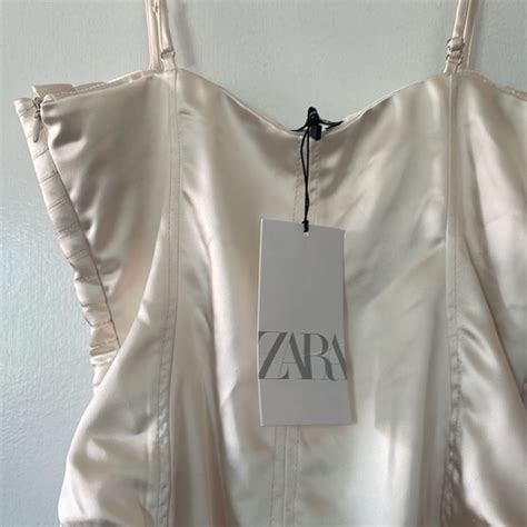 Zara Tops Nwt Zara Satin Effect Bustier Bodysuit Poshmark