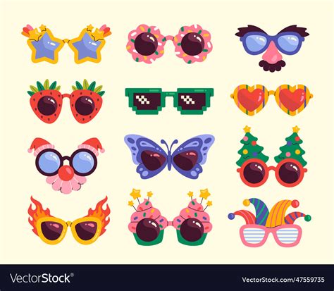 Funny glasses set Royalty Free Vector Image - VectorStock