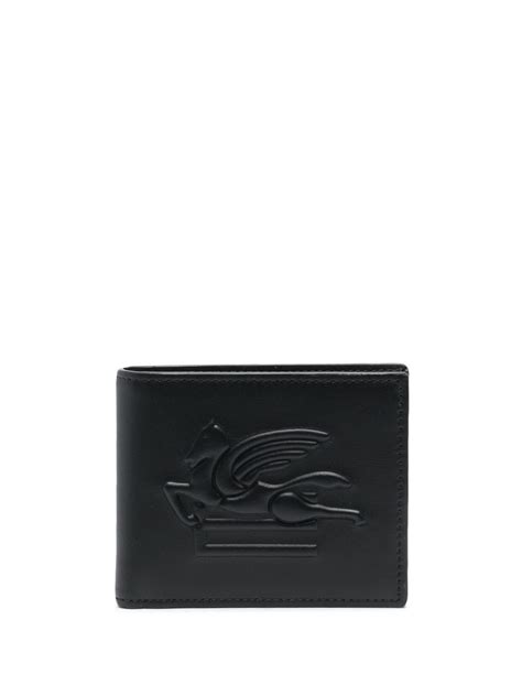 Etro Pegaso Motif Embossed Leather Wallet Black Farfetch