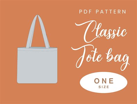 Classic Tote Bag Sewing Pattern One Size Instant Download Easy Digital