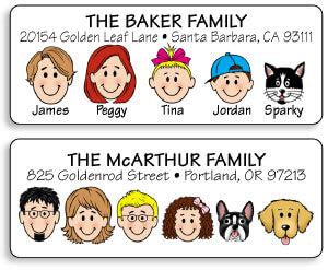 Best Return Address Labels! Many unique options to personalize including family caricatures.