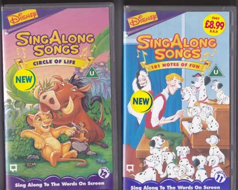 2 Disney Vintage Vhs Tapes Sing Along Songs Circle Of Life 101