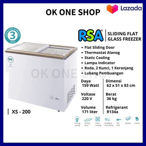 Rsa Sliding Freezer Xs 200 Lazada Indonesia