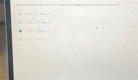 Solved The Function F Is Defined By F X X For X Chegg