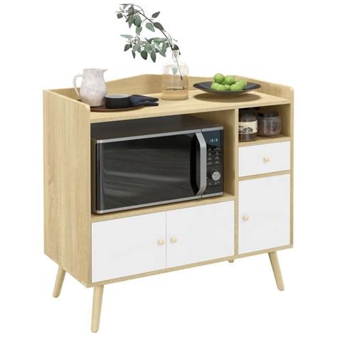 Homcom Meuble De Rangement Buffet De Cuisine Pour Micro Ondes Avec