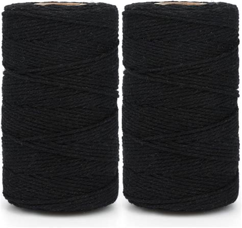 M Fil Macram Mm Macrame Corde Noir Ficelle De Coton Naturel Corde