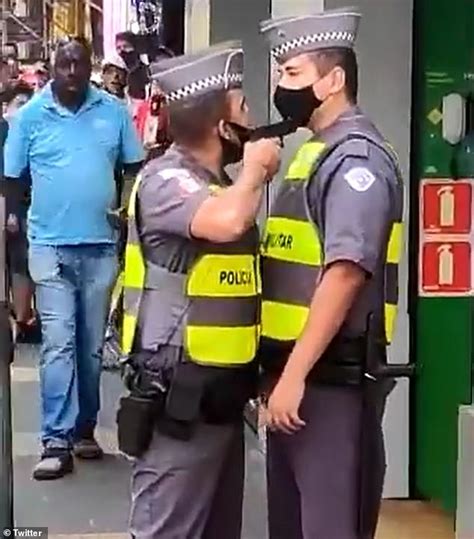 Moment Brazilian Police Officer Aims A Gun At His Partner S Face Because He Was Angry He Came