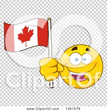 Clipart of a Happy Emoji Emoticon Holding a Canadian Flag - Royalty ...