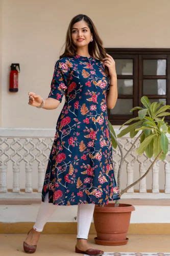 Medium Navy Blue A Line Printed Cotton Kurti At Rs 425 Piece In Jaipur