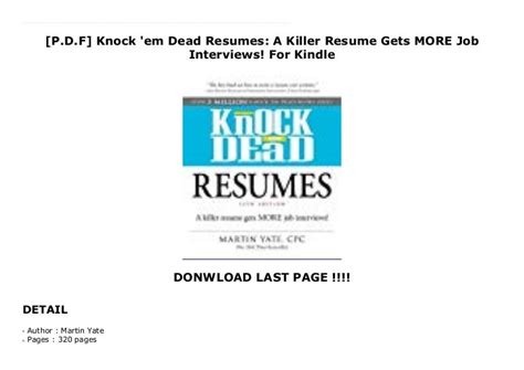 [P.D.F] Knock 'em Dead Resumes: A Killer Resume Gets MORE Job Intervi…