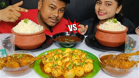 Egg And Chicken Rice Eating Challenge Lots Of Spicy Egg Masala