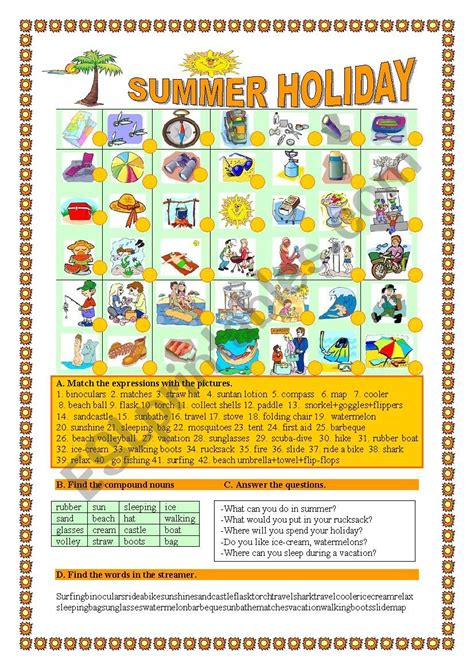 Summer Holiday Esl Worksheet By Veronika74