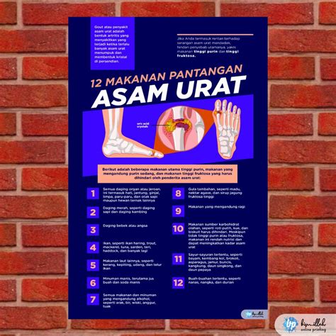 Poster Kesehatan Makanan Pantangan Asam Urat Lazada Indonesia