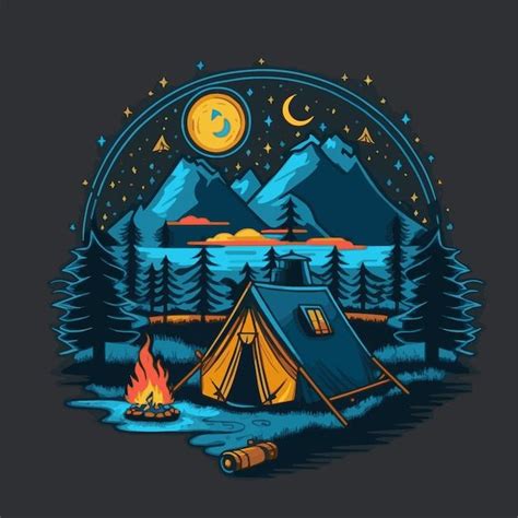 Camping Tent Illustration In The Wilderness