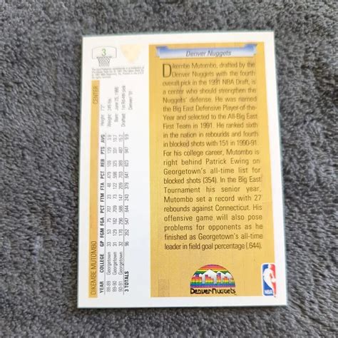 Dikembe Mutombo Rookie Card Upper Deck Rc Denver Nuggets