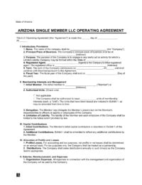 Free Arizona Llc Operating Agreement Template Pdf Word