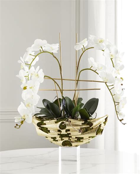 John Richard Collection Orchids 24 Faux Floral Arrangement In Rattan